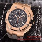 Clone Audemars Piguet Grey Rubber Strap Chronograph Rose Gold Watch